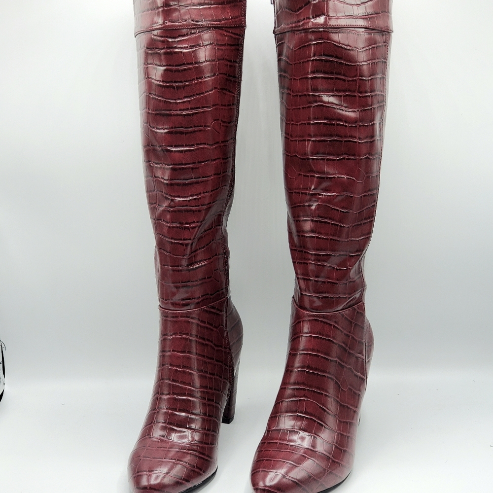 JONES NEW YORK SIGNATURE MAROON WOMEN BOOTS SZ 8.5